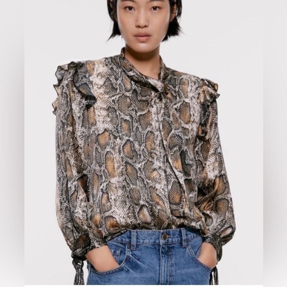 Zara Python Print Blouse, Size M